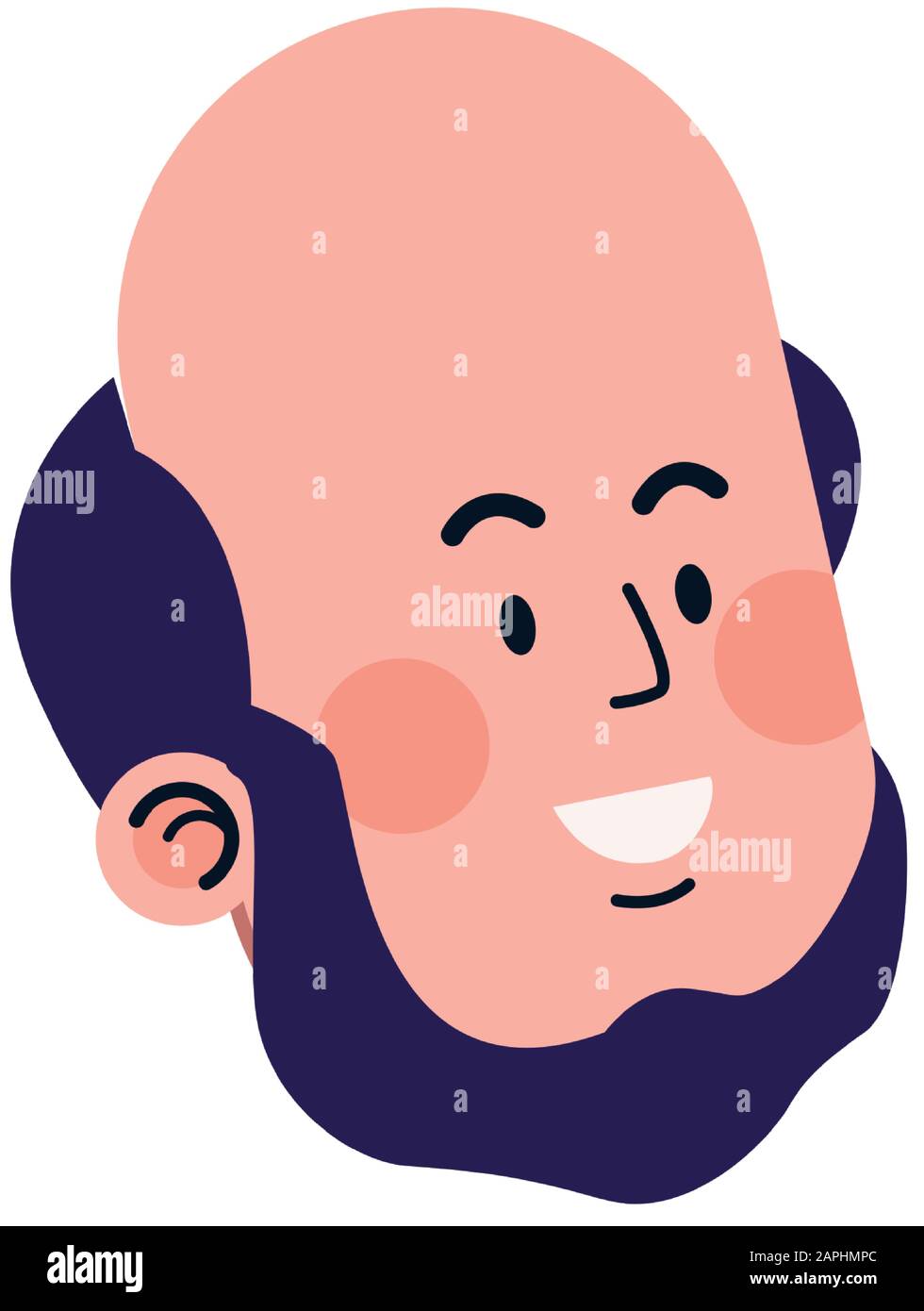 cartoon bald man smiling icon Stock Vector