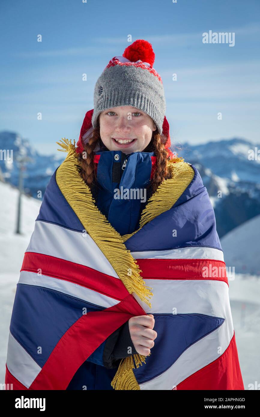 Kirsty Muir (15) announced as Team GB's closing ceremonies flag bearer following winning silver at Women’s Freeski Big Air at the Lausanne 2020 Games. Stock Photo