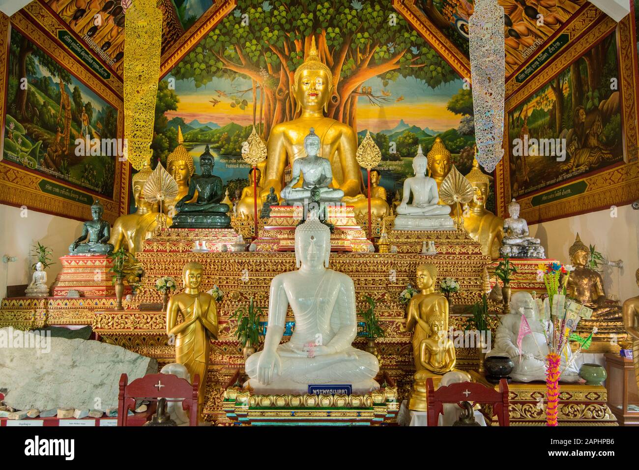 The jade buddha at the Wat Ou Sai Kham in the city of Chiang Mai at north Thailand.   Thailand, Chiang Mai, November, 2019 Stock Photo
