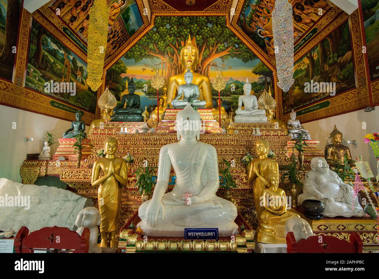 The jade buddha at the Wat Ou Sai Kham in the city of Chiang Mai at north Thailand.   Thailand, Chiang Mai, November, 2019 Stock Photo