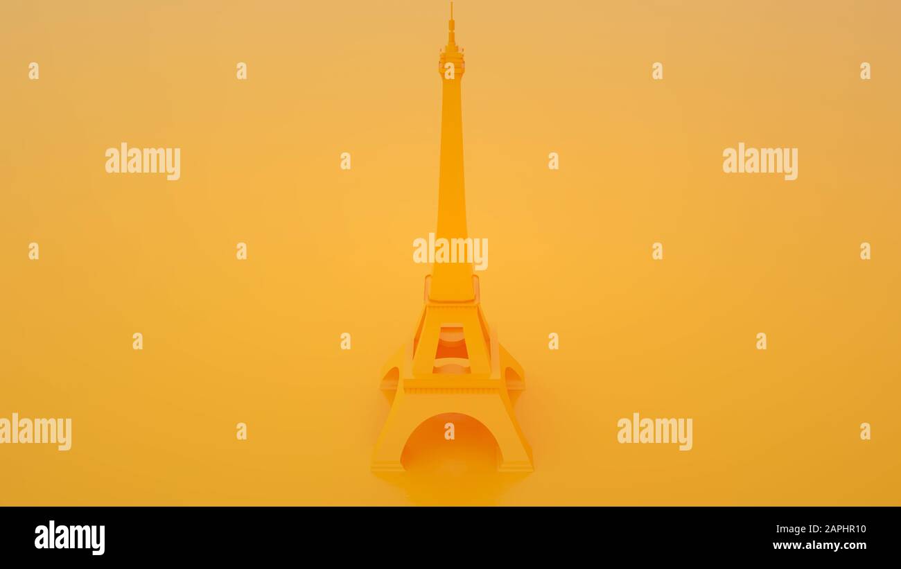 Eiffel tower on yellow background. 3d illustration Stock Photo - Alamy