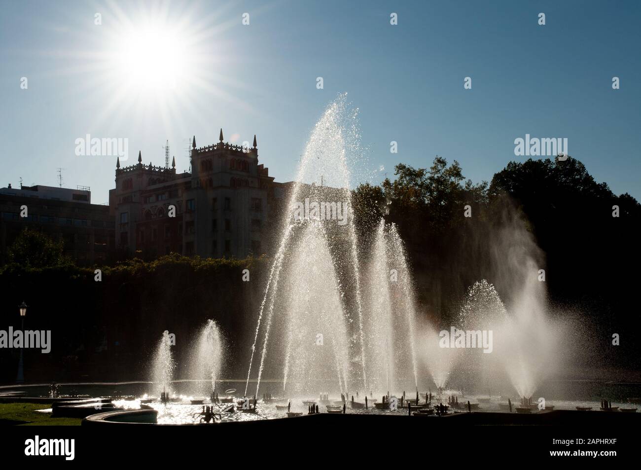 High contrast of the Fountain of Parque de Dona Casilda. Bilbao, Spain Stock Photo