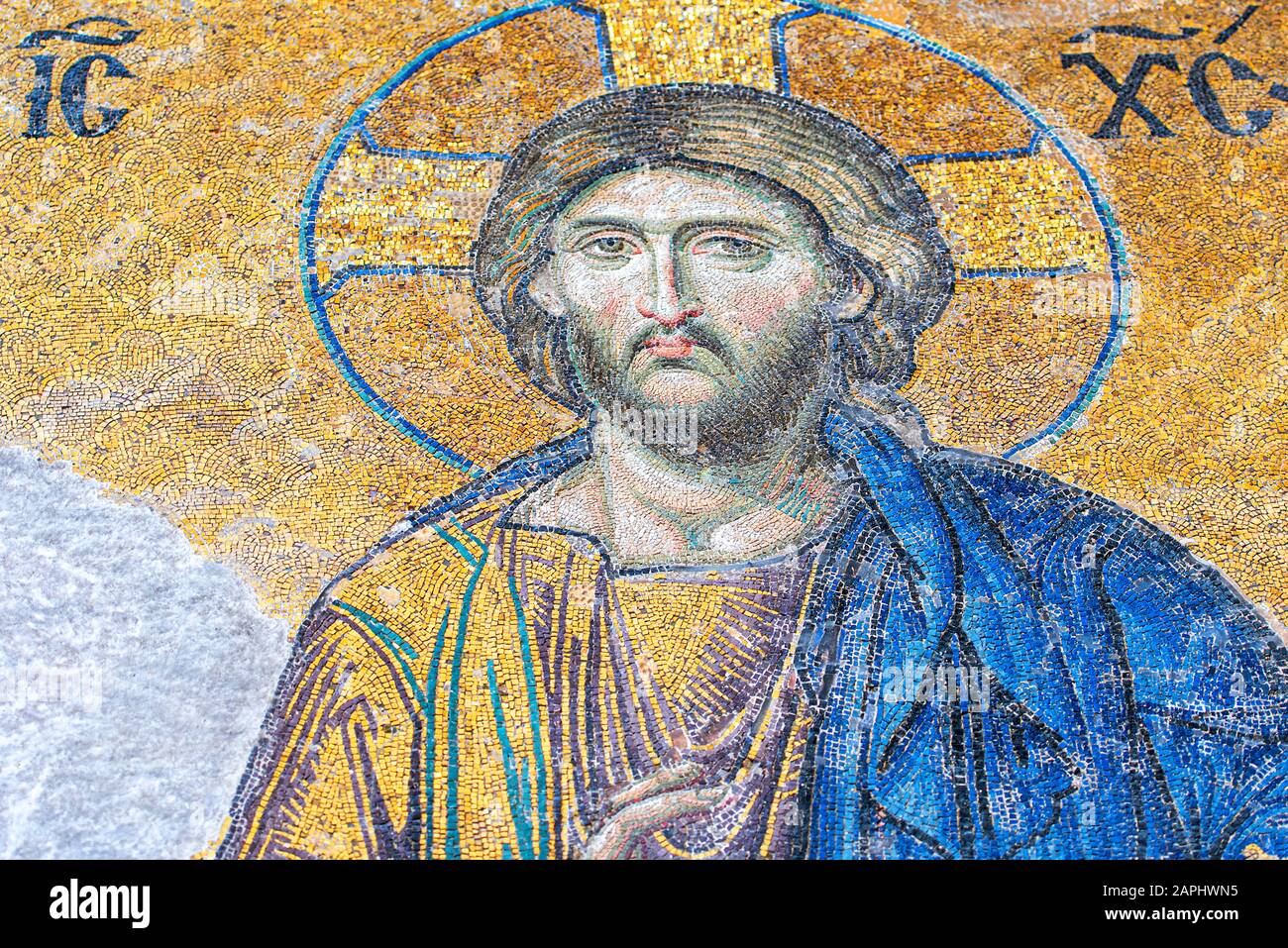 Jsjsus ISTANBUL - DEC 29: Mosaic of Jesus Christ or Byzantine Mosaic in Hagia ...