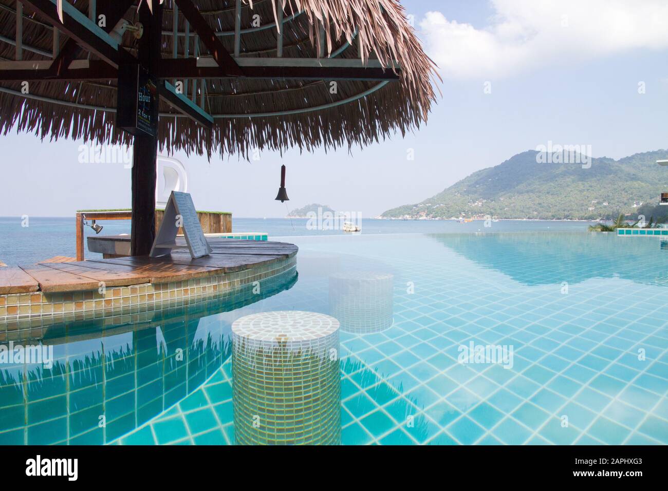 Thailand resort poll on sea, koh Tao island Stock Photo