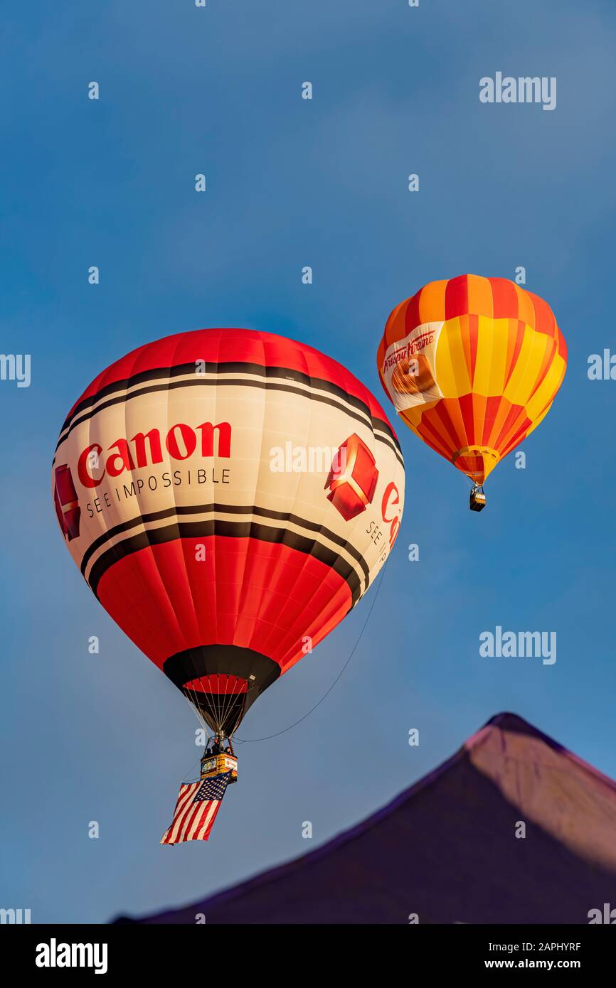 Albquerque, OCT 4: Canon ballon carrying the American flag flying out in  the famous Albuquerque International Balloon Fiesta event on OCT 4, 2019 at  A Stock Photo - Alamy
