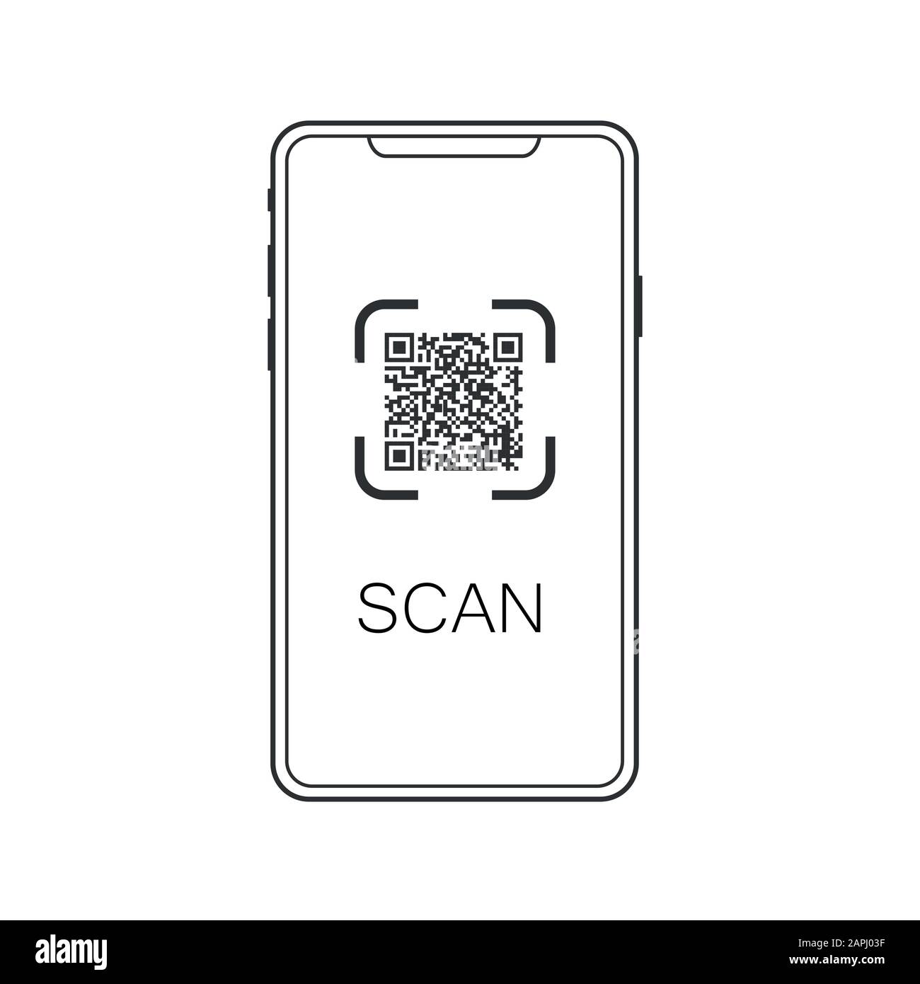 Qr code scan phone vector icon on white isolated background. Layers grouped  for easy editing illustration. For your design eps 10 Stock Vector Image &  Art - Alamy