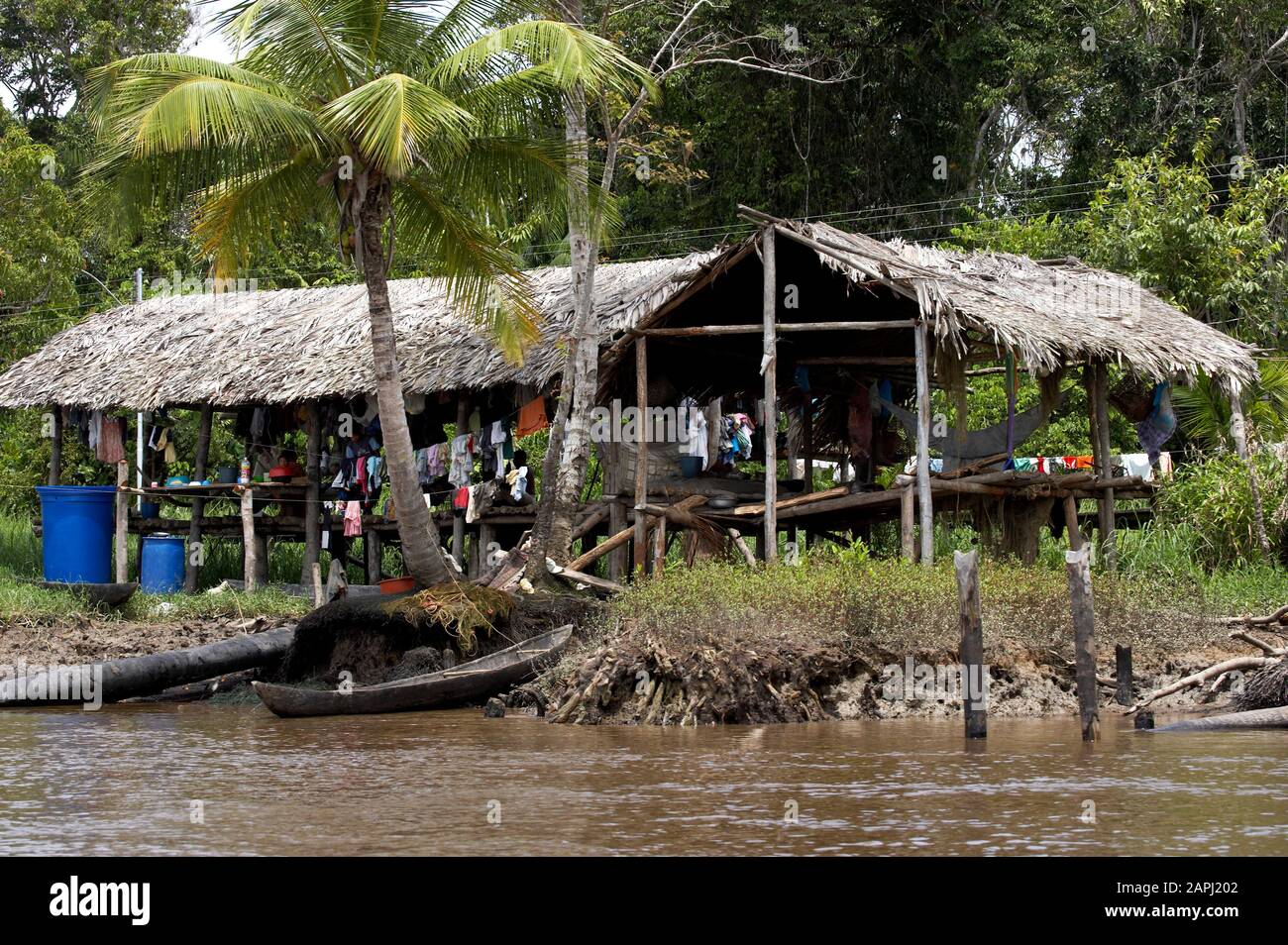 Warao's House, Indian Living in Orinoco Delta, Venezuela Stock Photo