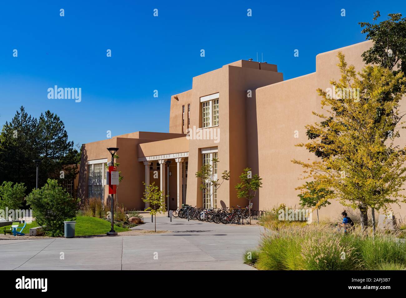 Albuquerque, OCT 7: Zimmerman Library of the beautiful campus of The University of New Mexico on OCT 7, 2019 at Albuquerque Stock Photo
