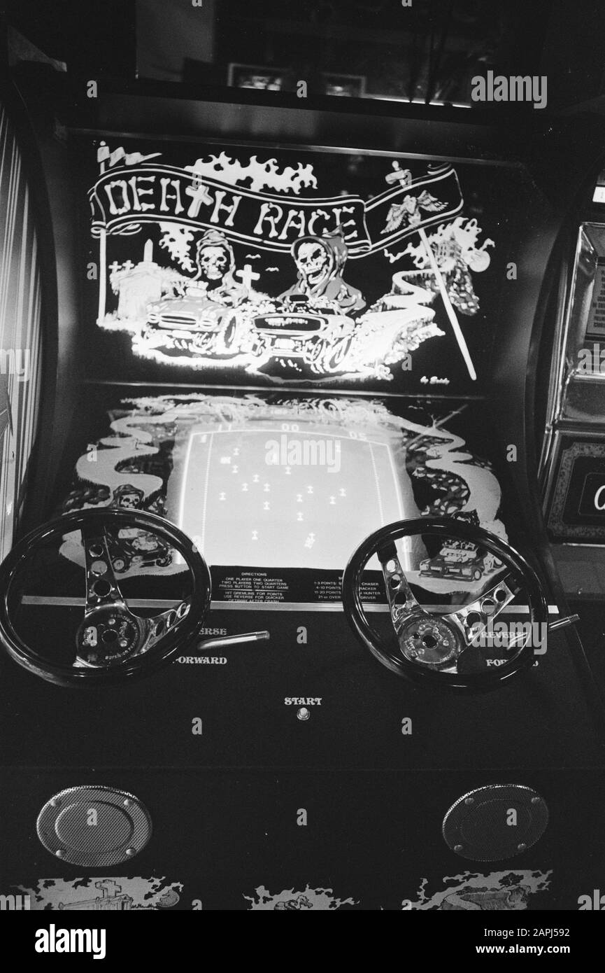 Death Race game in which you have to drive a car and drive as many  pedestrians as possible Date: January 6, 1977 Keywords: PEOTGs, games Stock  Photo - Alamy