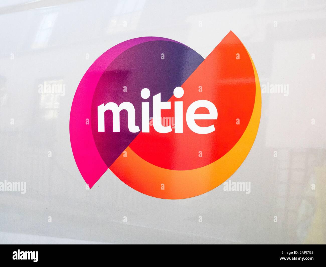 Branding logo of MITIE group on the side of a company vehicle in Central London (Jan 2020). MITIE is a UK facilities management outsourcing company. Stock Photo