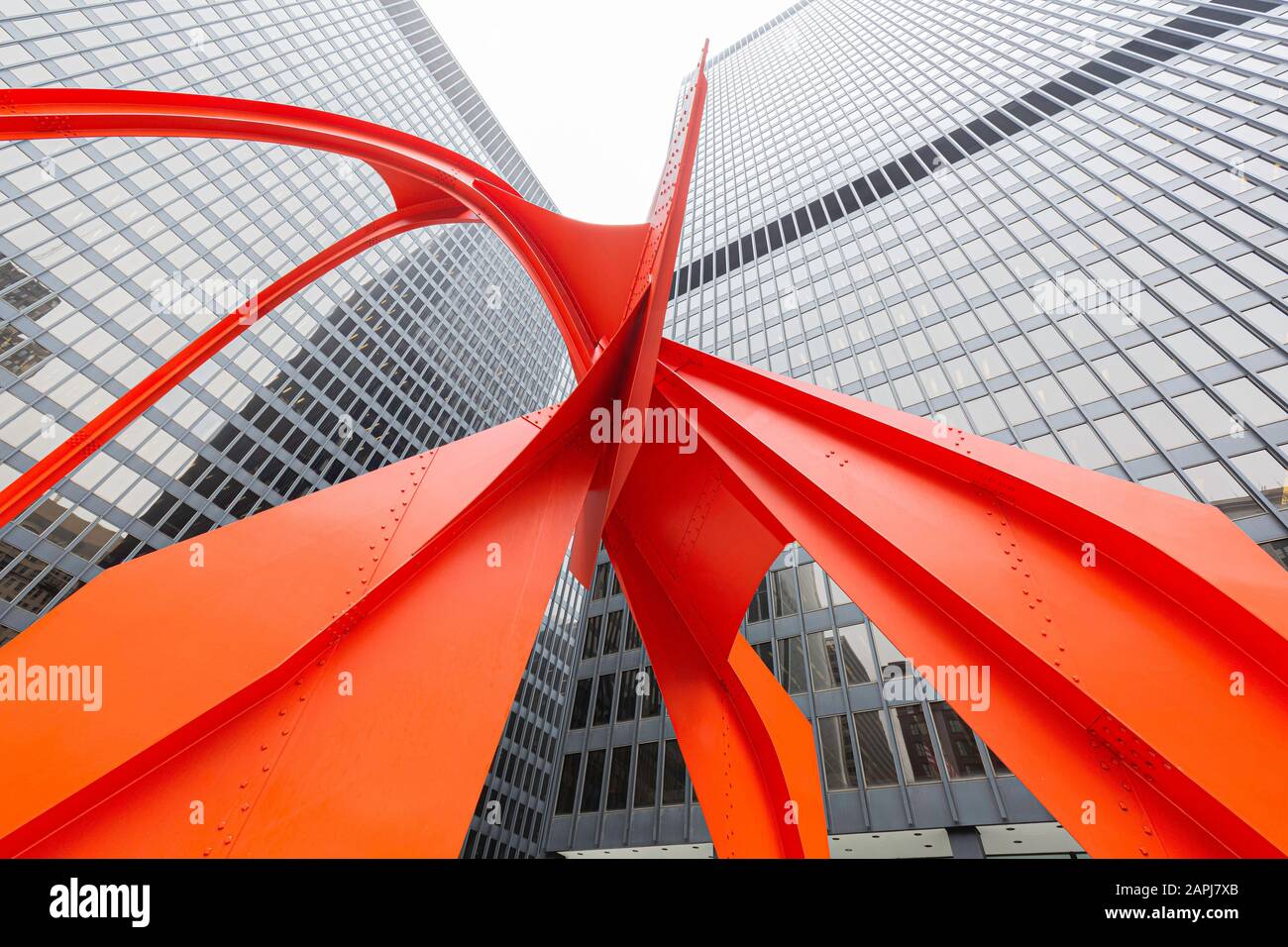 Alexander Calder's Flamingo sculpture, Federal Plaza, Chicago, Illinois, USA Stock Photo