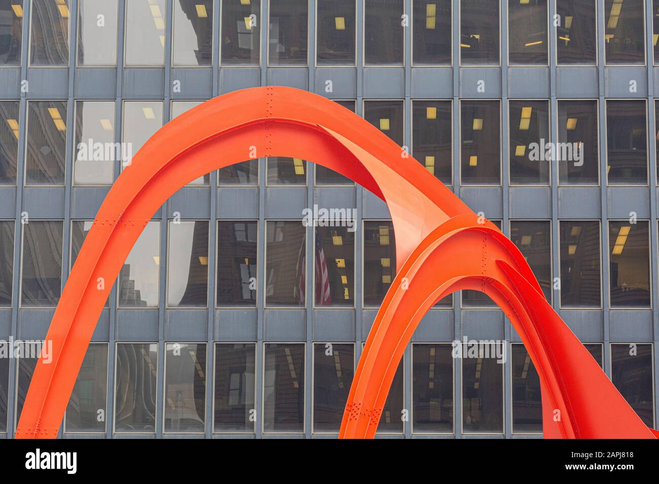 Alexander Calder's Flamingo sculpture, Federal Plaza, Chicago, Illinois, USA Stock Photo