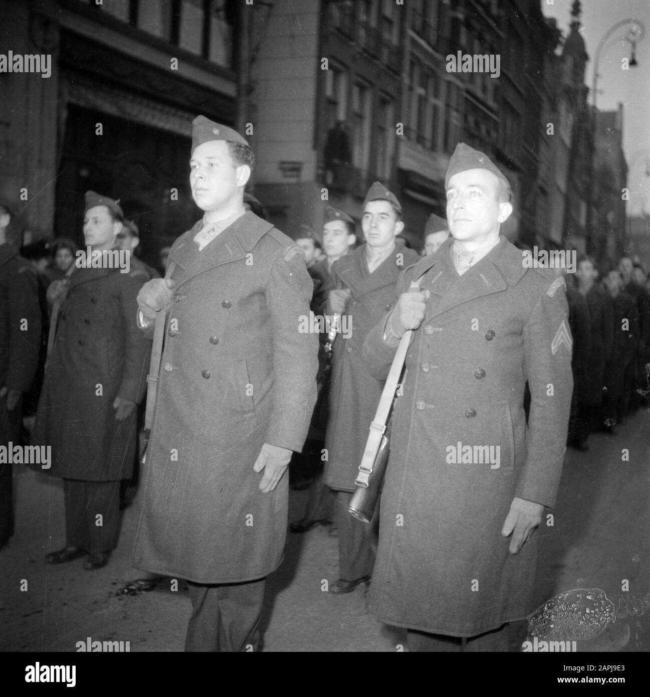 Reportage servicemen Description: Defilé of military Annotation: The militarien wearing American uniforms Date: 1939 Keywords: military Stock Photo