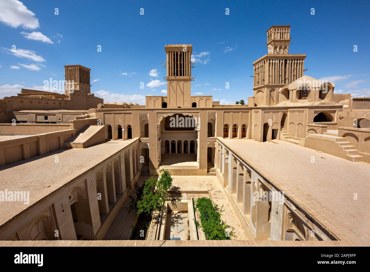 Historical house with wind towers in Abarkuh, Iran Stock Photo