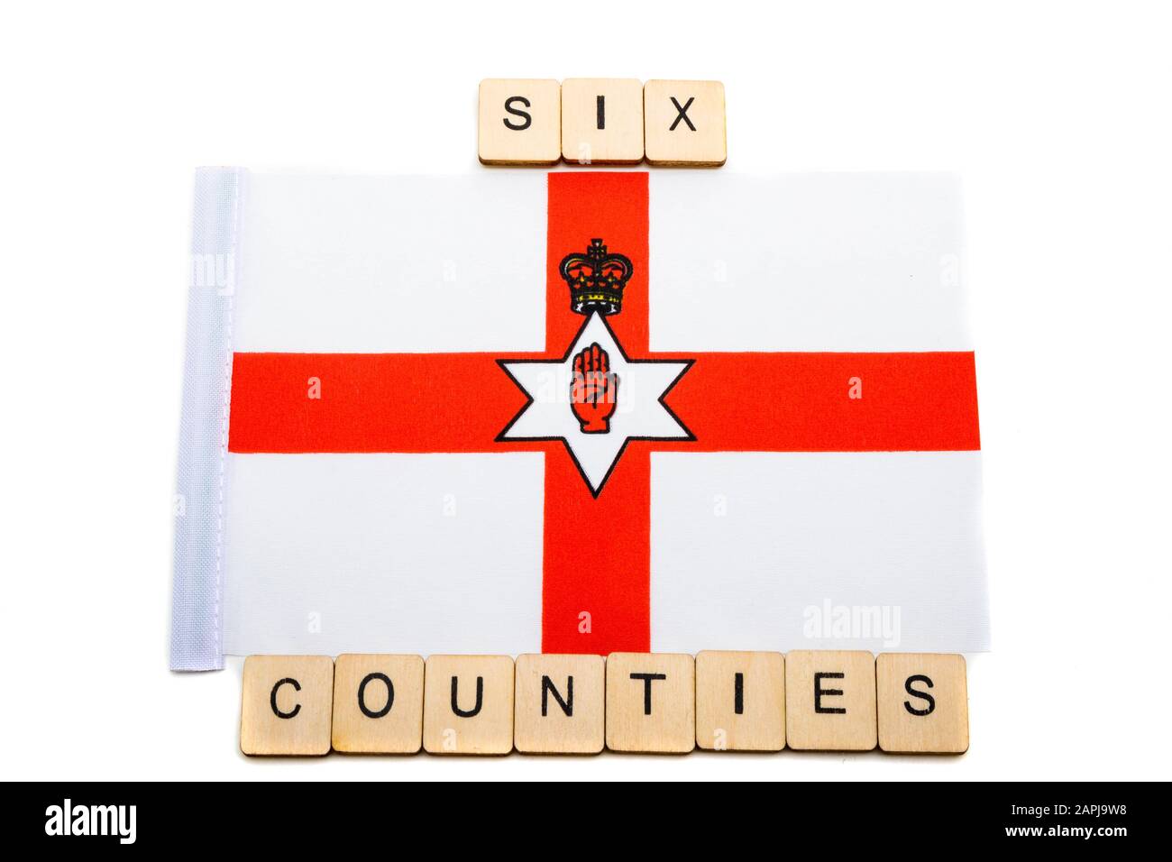 the-national-flag-of-northern-ireland-on-a-white-background-with-a-sign