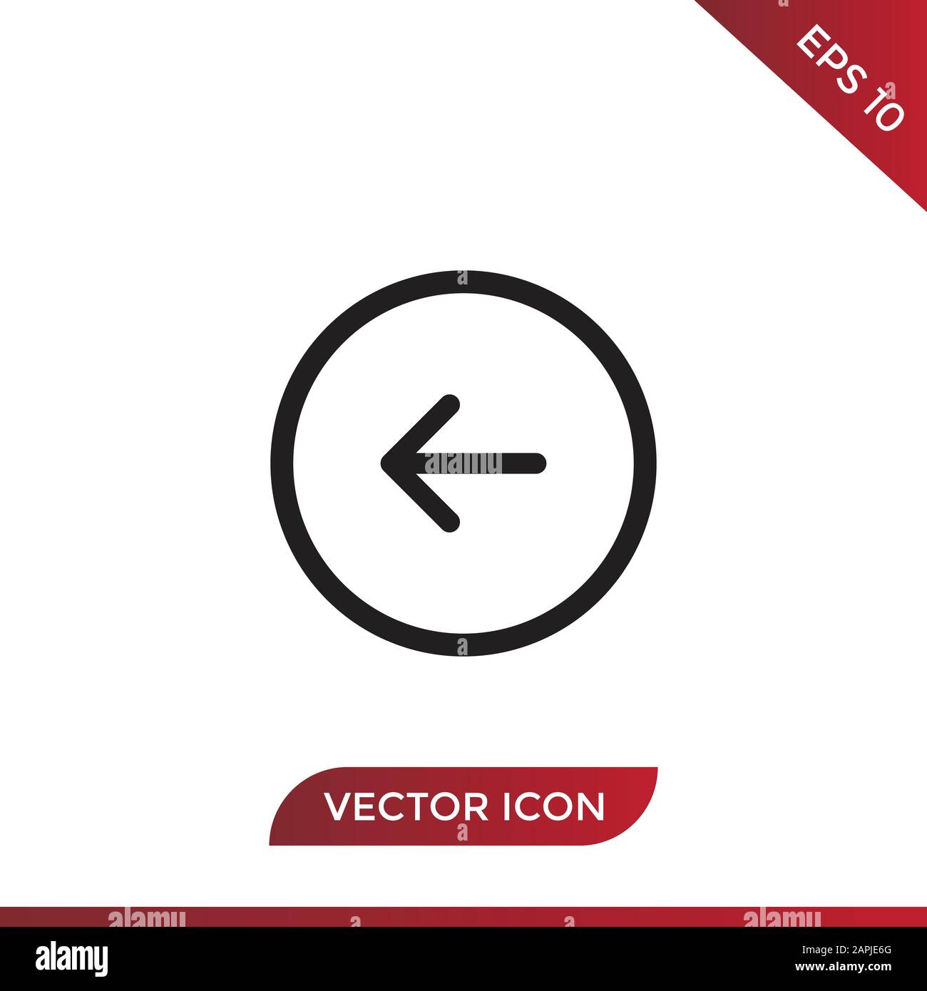Left arrow, Back button vector icon in modern design style for web site and mobile app Stock Vector