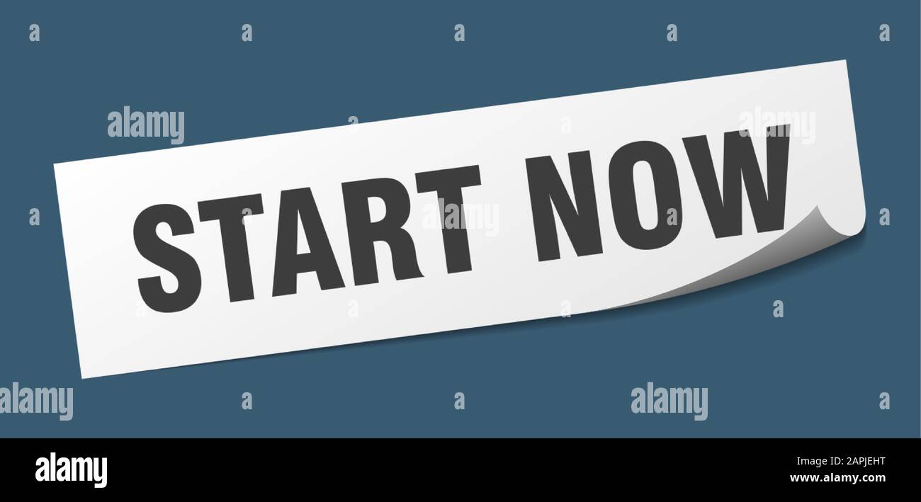 start now sticker. start now square sign. start now. peeler Stock Vector