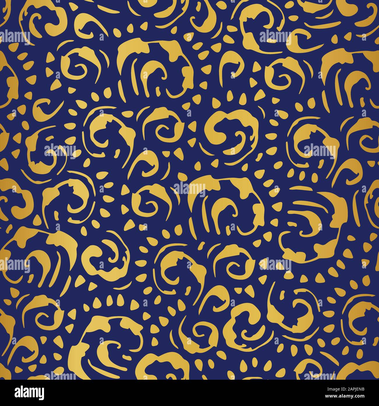 Artistic Baroque HandDrawn Gold Foil Vintage Vector Seamless Pattern