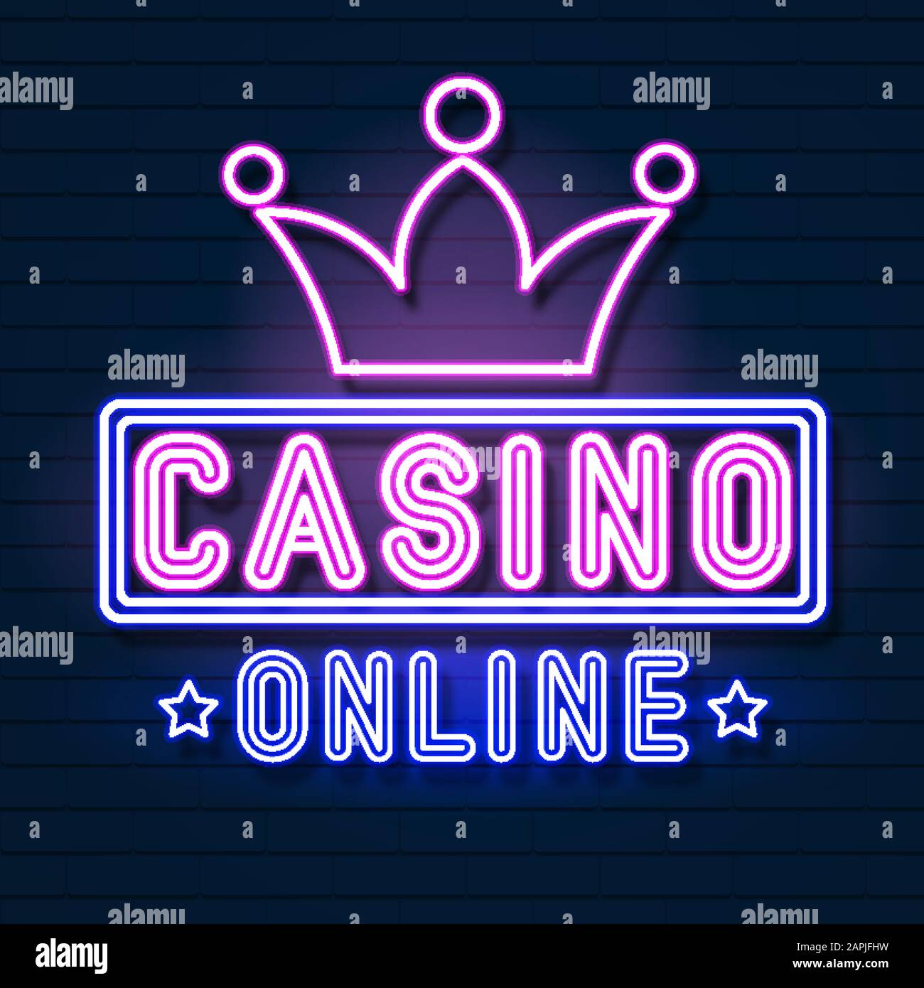 Casino Neon Sign, Bright Signboard, Light Banner. Casino Logo Emblem