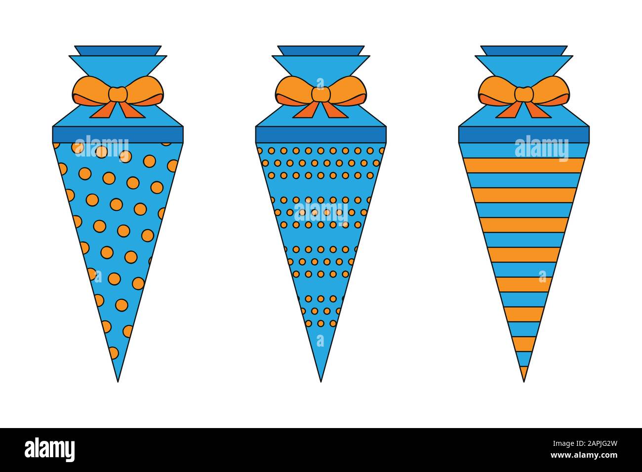 pattern school cone set blue and orange vector illustration EPS10 Stock Vector