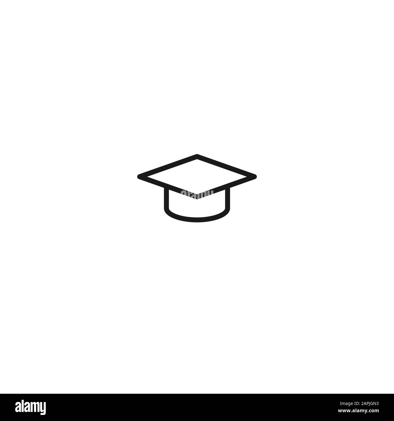 Graduation Cap Or Mortar Board Line Icon With Tassel Flat Illustration Isolated On White Education Symbol Stock Vector Image Art Alamy