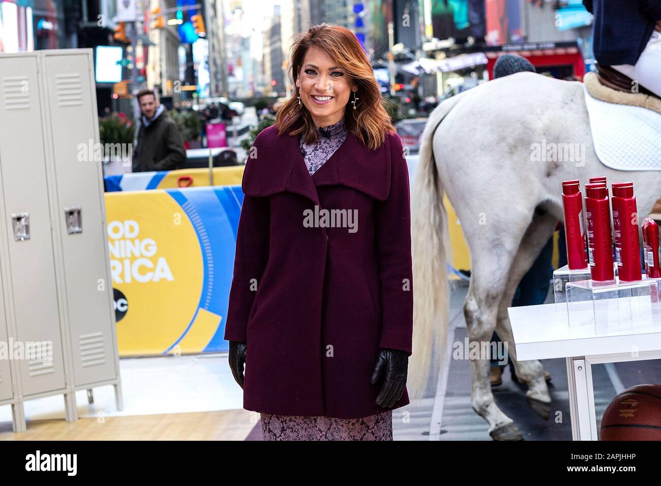 New York, NY, USA. 23rd Jan, 2020. Ginger Zee at the Launch of the Old Spice Ultra Smooth lineup at Military Island in Times Square. The campaign marks the 10-year anniversary of the iconic, viral 'Smell Like A Man, Man' campaign. Credit: Steve Mack/Alamy Live News Stock Photo