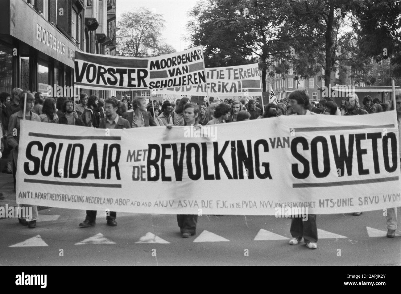 pix South Africa Protests Apartheid https www alamy com demonstration against apartheid in south africa in amsterdam date june 18 1976 location amsterdam south africa keywords apartheid policy demonstrations image340929539 html