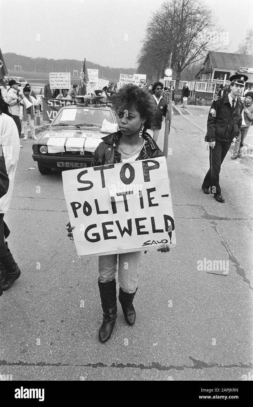 Demonstration against shooting Surinamer by police officer in The Hague Date: 26 april 1986 Location: The Hague, Zuid-Holland Keywords: demonstrations Stock Photo