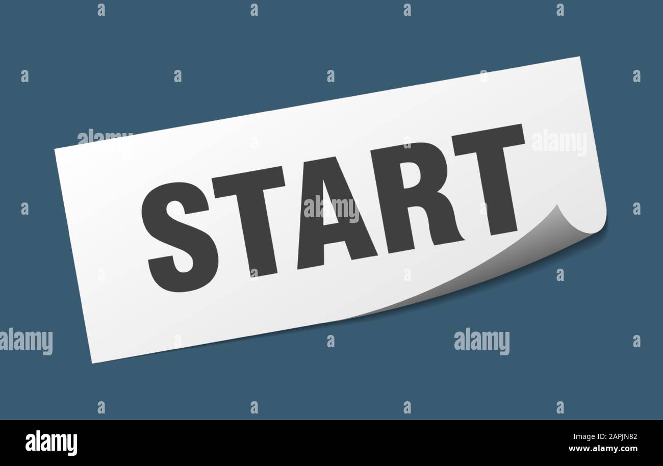 start sticker. start square sign. start. peeler Stock Vector