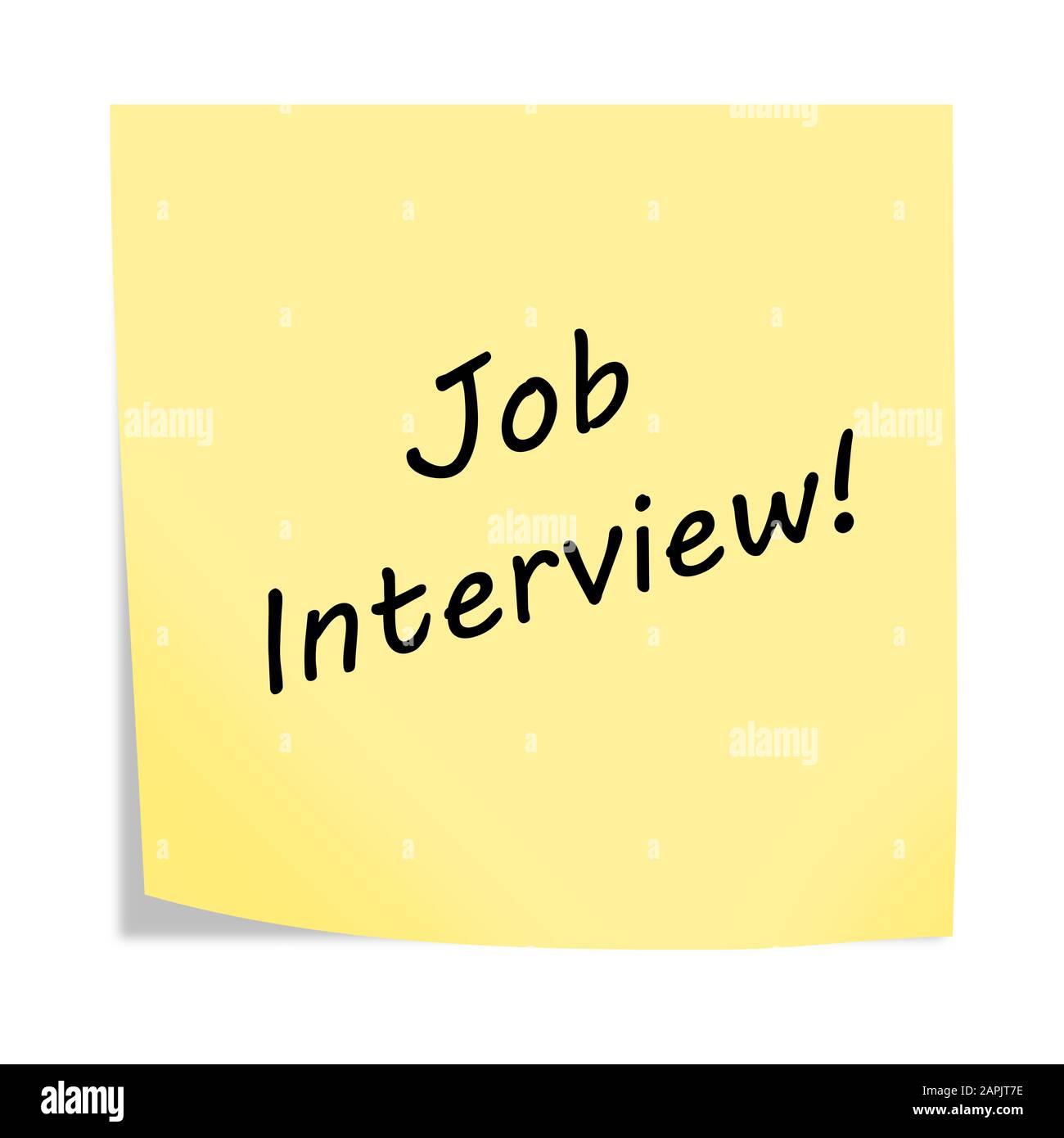 A job interview reminder post note on white background with clipping path Stock Photo