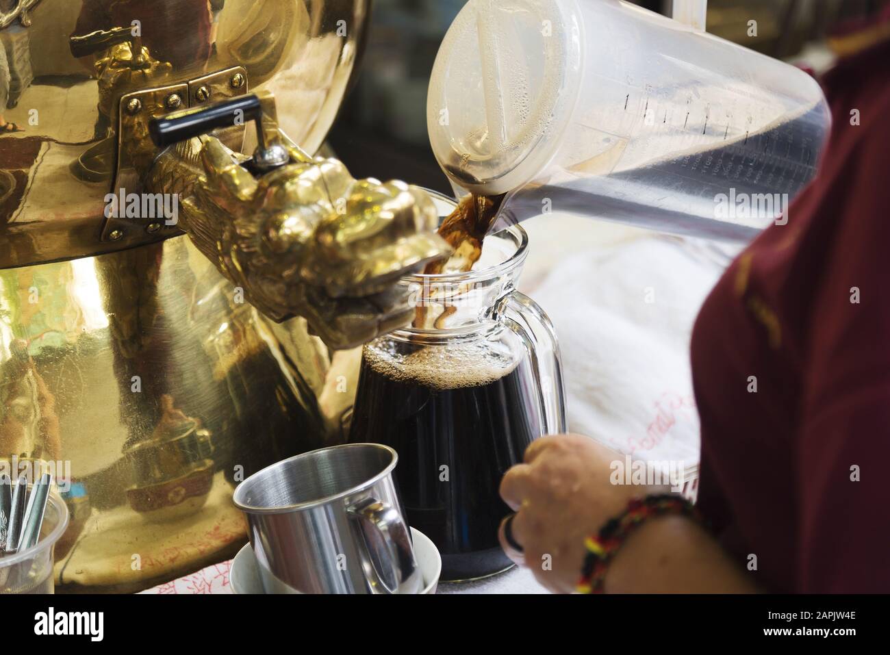 Petalang St. Kuala Lumpur, Malaysia: 31 March 2019: Traditional coffee shop and cafe in Kuala Lumpur. Stock Photo