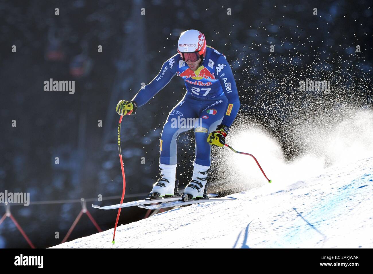 Mattia CASSE (ITA), action, alpine skiing, training, 80. Hahnenkamm race 2020, Kitzbuehel, Hahnenkamm, Streif, departure, January 23, 2020 | usage worldwide Stock Photo