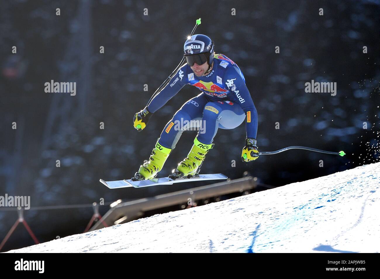 Matteo MARSAGLIA (ITA), action, alpine skiing, training, 80. Hahnenkamm race 2020, Kitzbuehel, Hahnenkamm, Streif, departure, January 23, 2020 | usage worldwide Stock Photo
