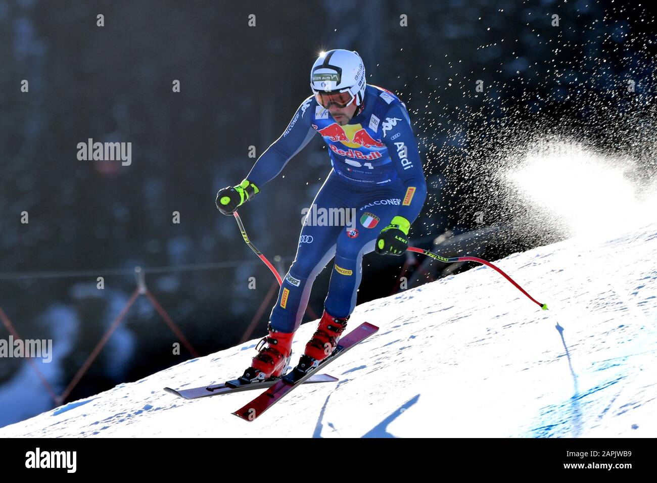 Peter FILL (ITA), action, alpine skiing, training, 80. Hahnenkamm race 2020, Kitzbuehel, Hahnenkamm, Streif, departure, January 23, 2020 | usage worldwide Stock Photo