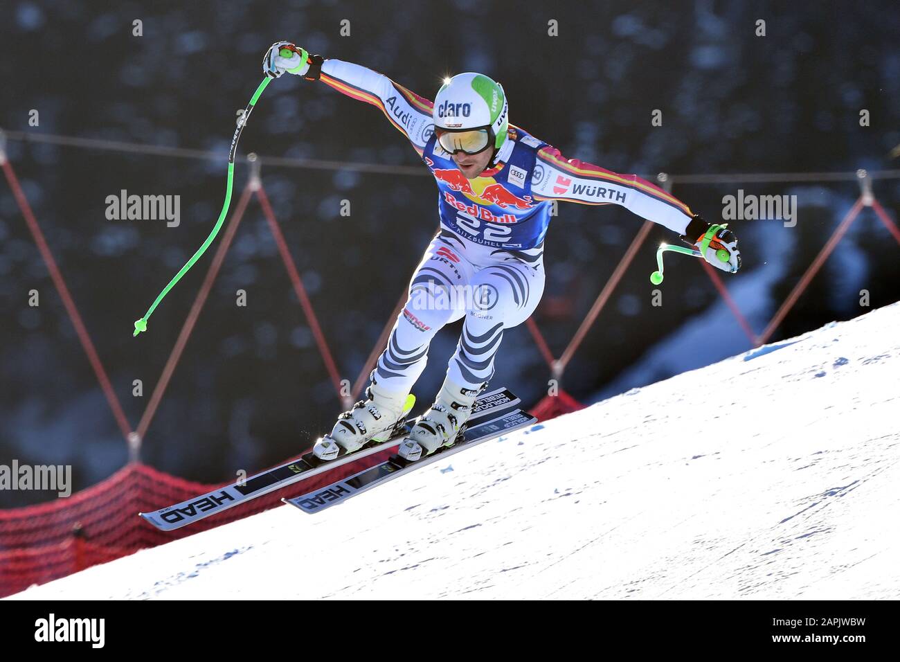 Dominik SCHWAIGER (GER), action, alpine skiing, training, 80. Hahnenkamm race 2020, Kitzbuehel, Hahnenkamm, Streif, departure, January 23, 2020 | usage worldwide Stock Photo