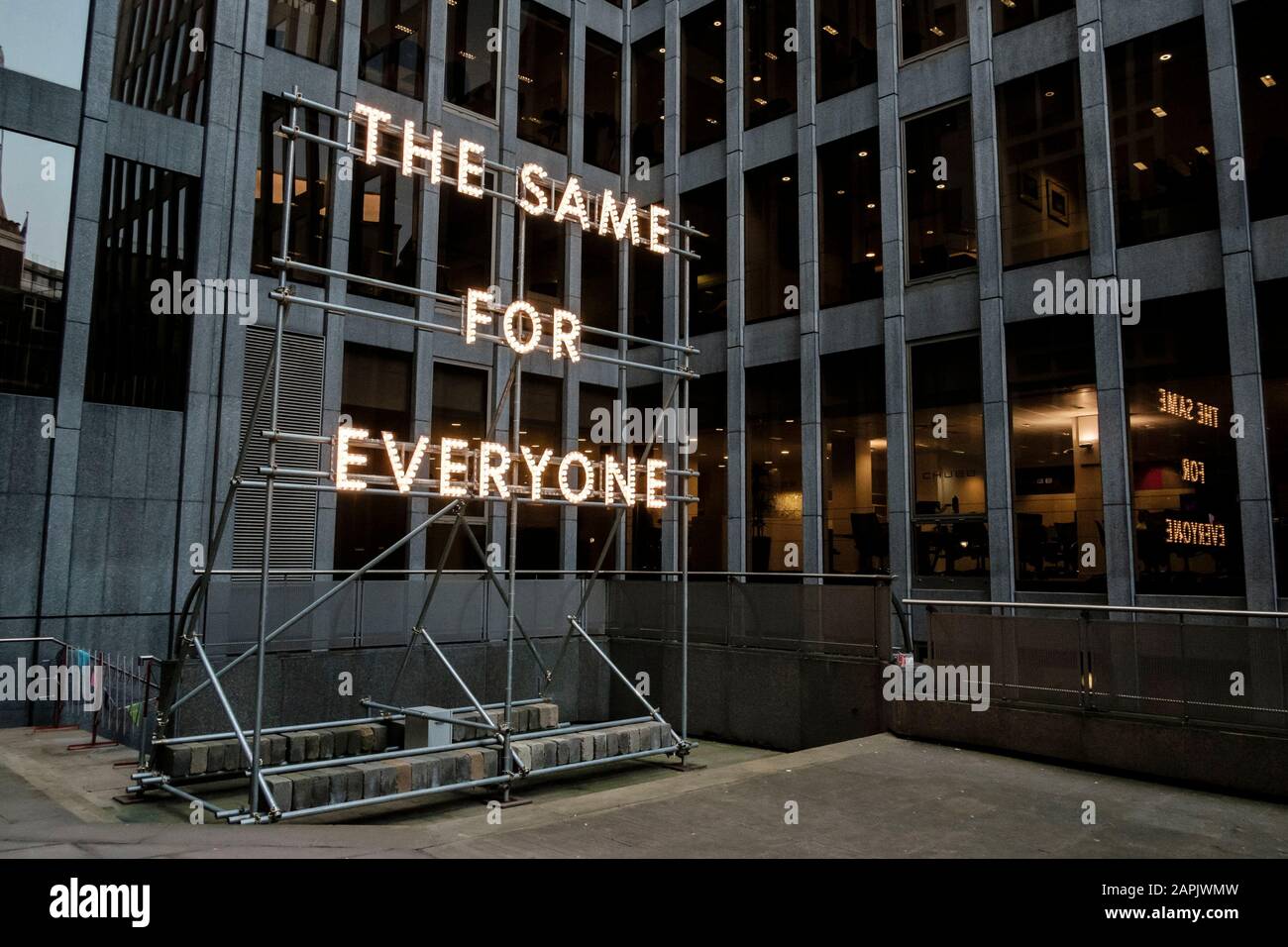 Sculpture in the City: The Same for Everyone by Nathan Coley. City of London, UK. Stock Photo