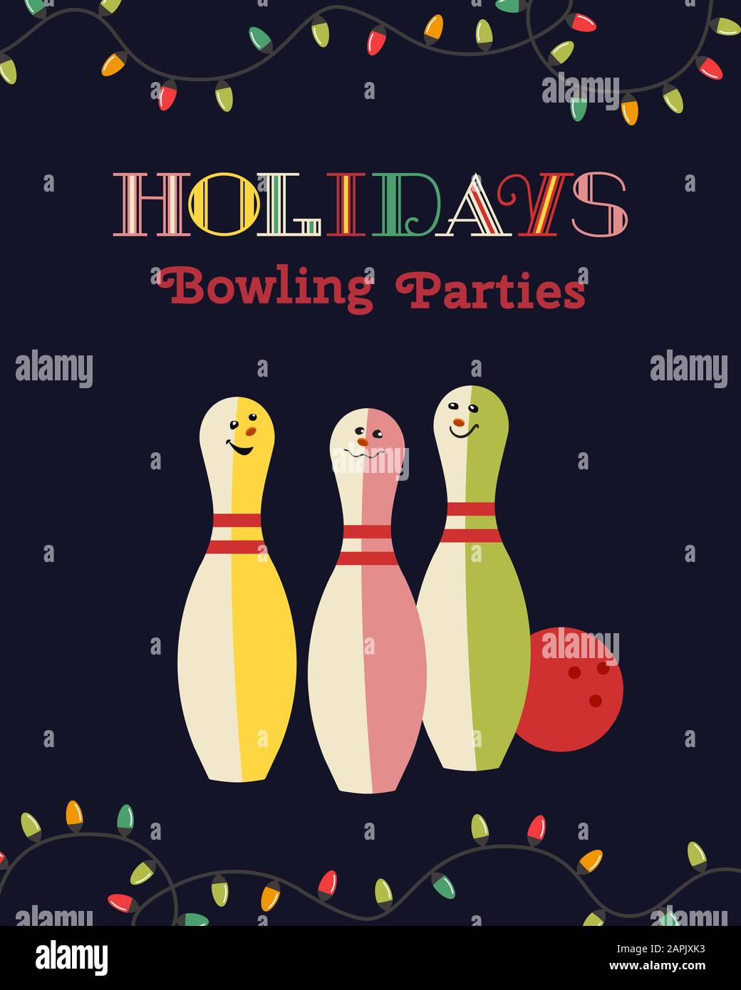 Template Design Poster Holidays bowling vector Stock Vector