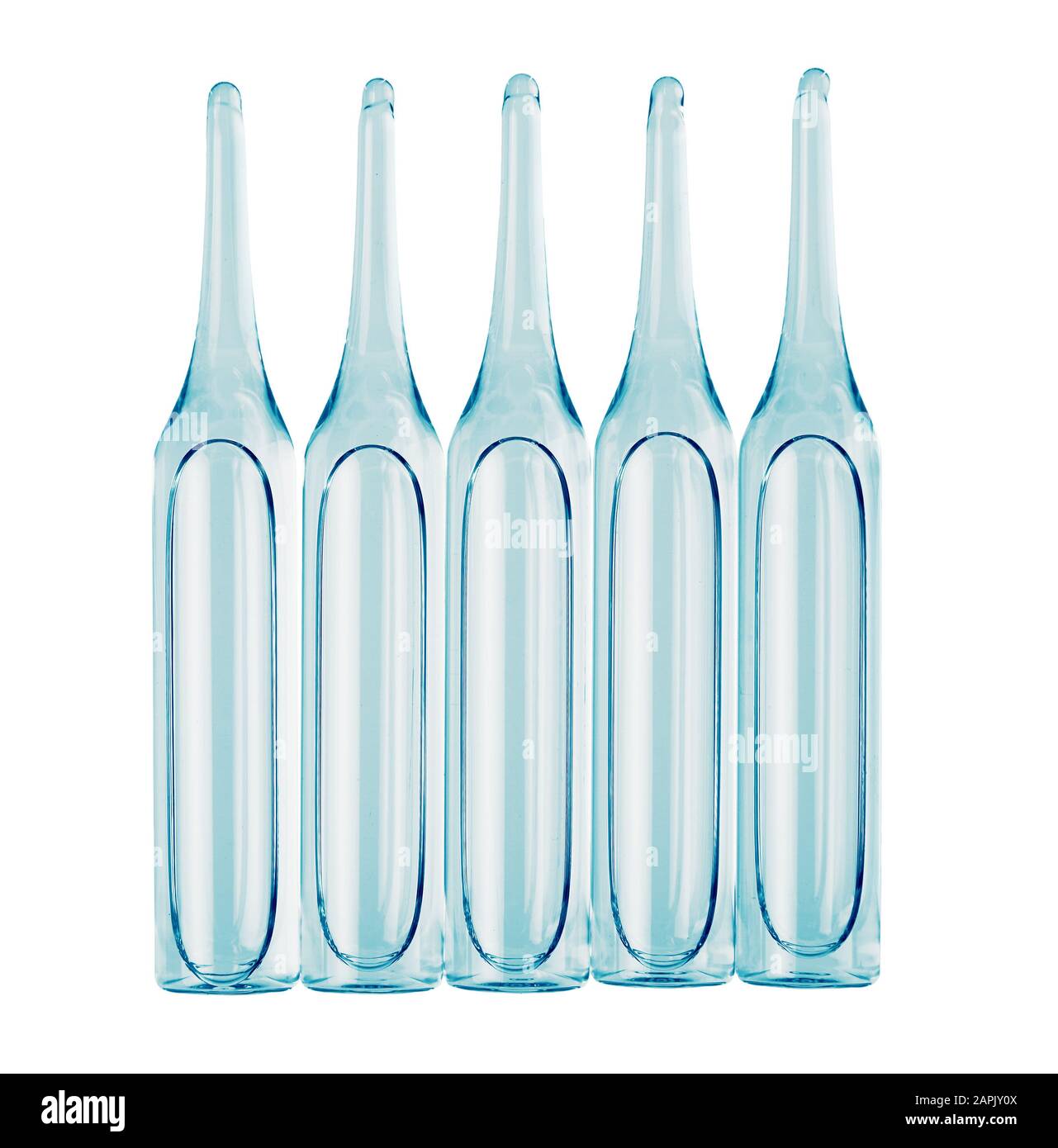 Ampoules for injection with medication. Transparent capsules with