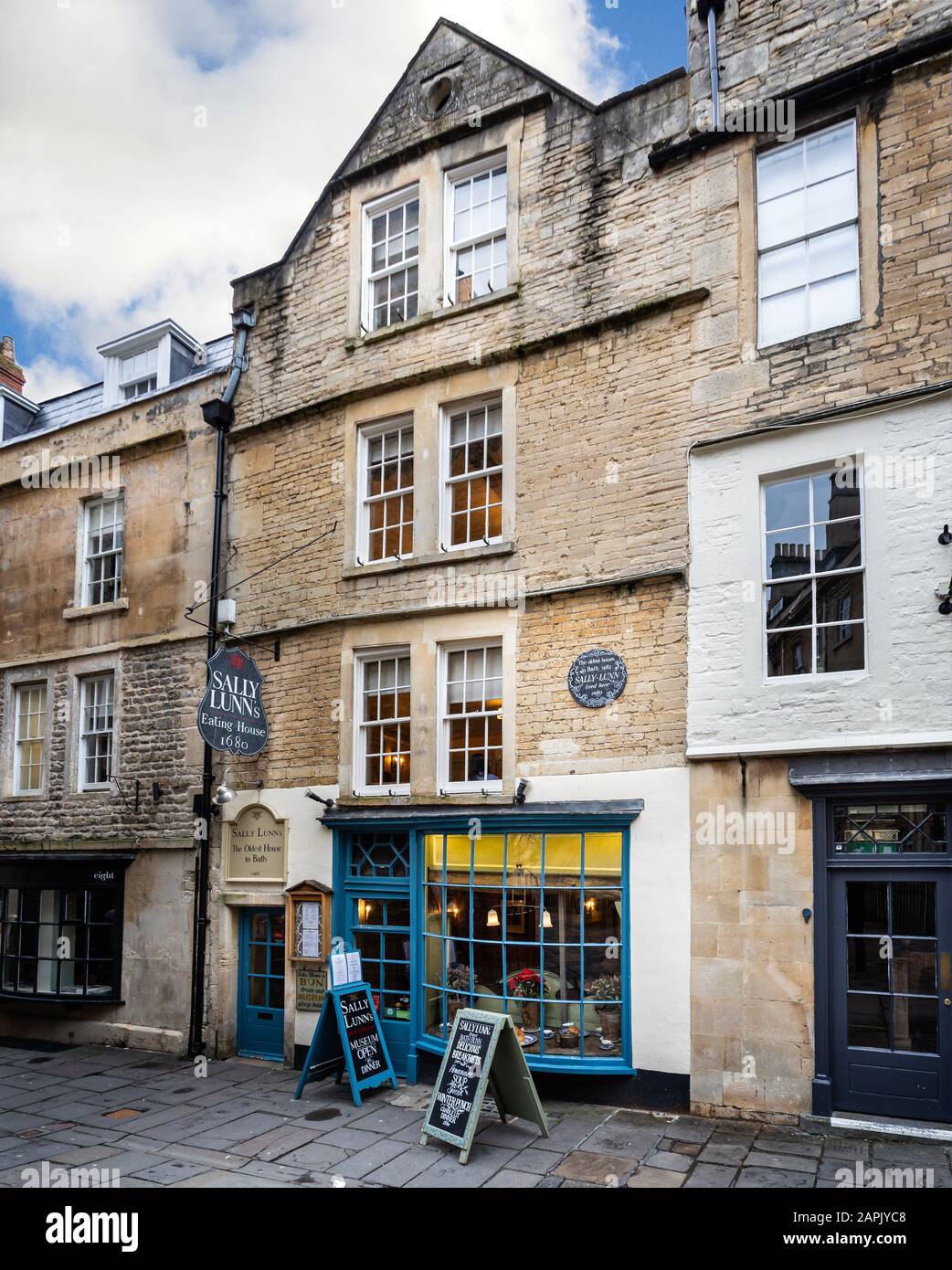 Sally Lunn's Eating House  - the oldest house in Bath, in Bath, Somerset, UK on 23 January 2020 Stock Photo