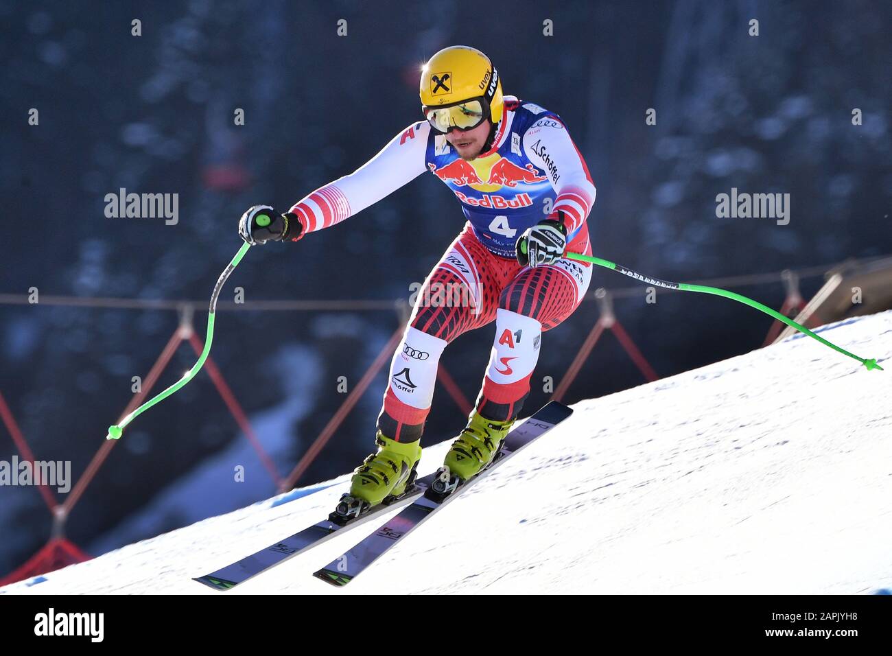 Max FRANZ (AUT), action, alpine skiing, training, 80. Hahnenkamm race 2020, Kitzbuehel, Hahnenkamm, Streif, departure, January 23, 2020 | usage worldwide Stock Photo