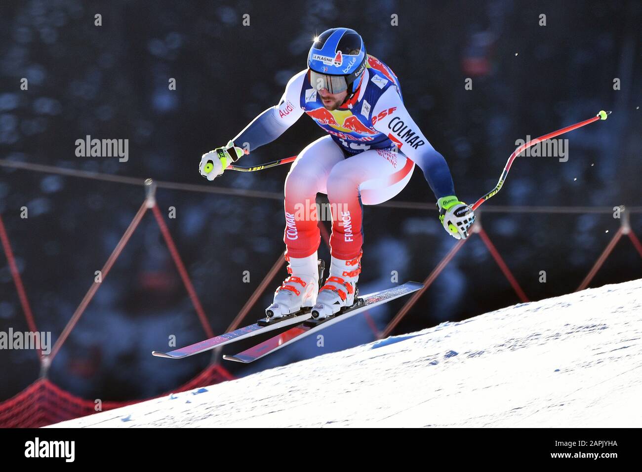 Maxence MUZATON (FRA), action, alpine skiing, training, 80. Hahnenkamm race 2020, Kitzbuehel, Hahnenkamm, Streif, departure, January 23, 2020 | usage worldwide Stock Photo