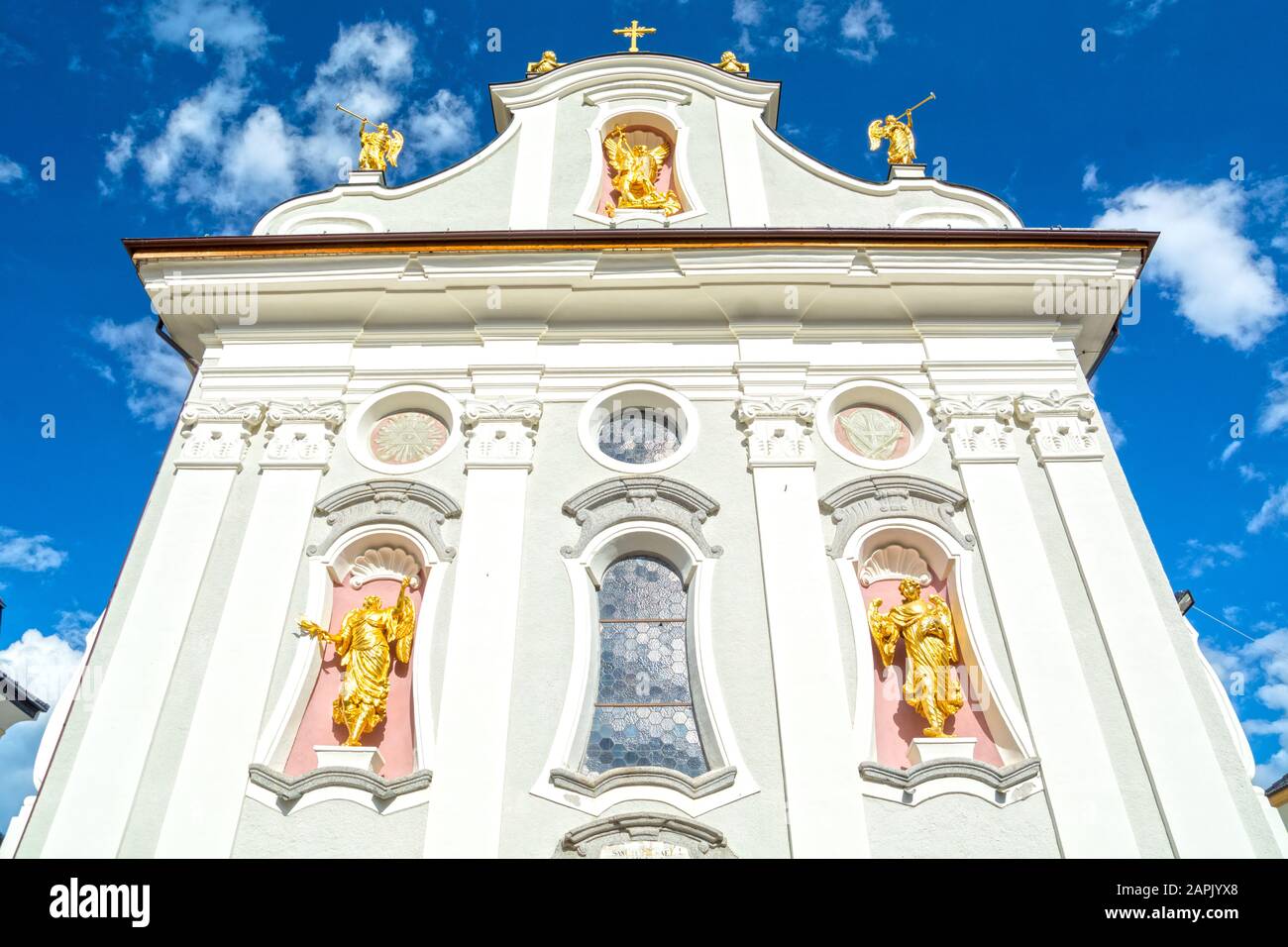 Baroque church in San Candido / Innichen, South Tyrol, Italy Stock Photo