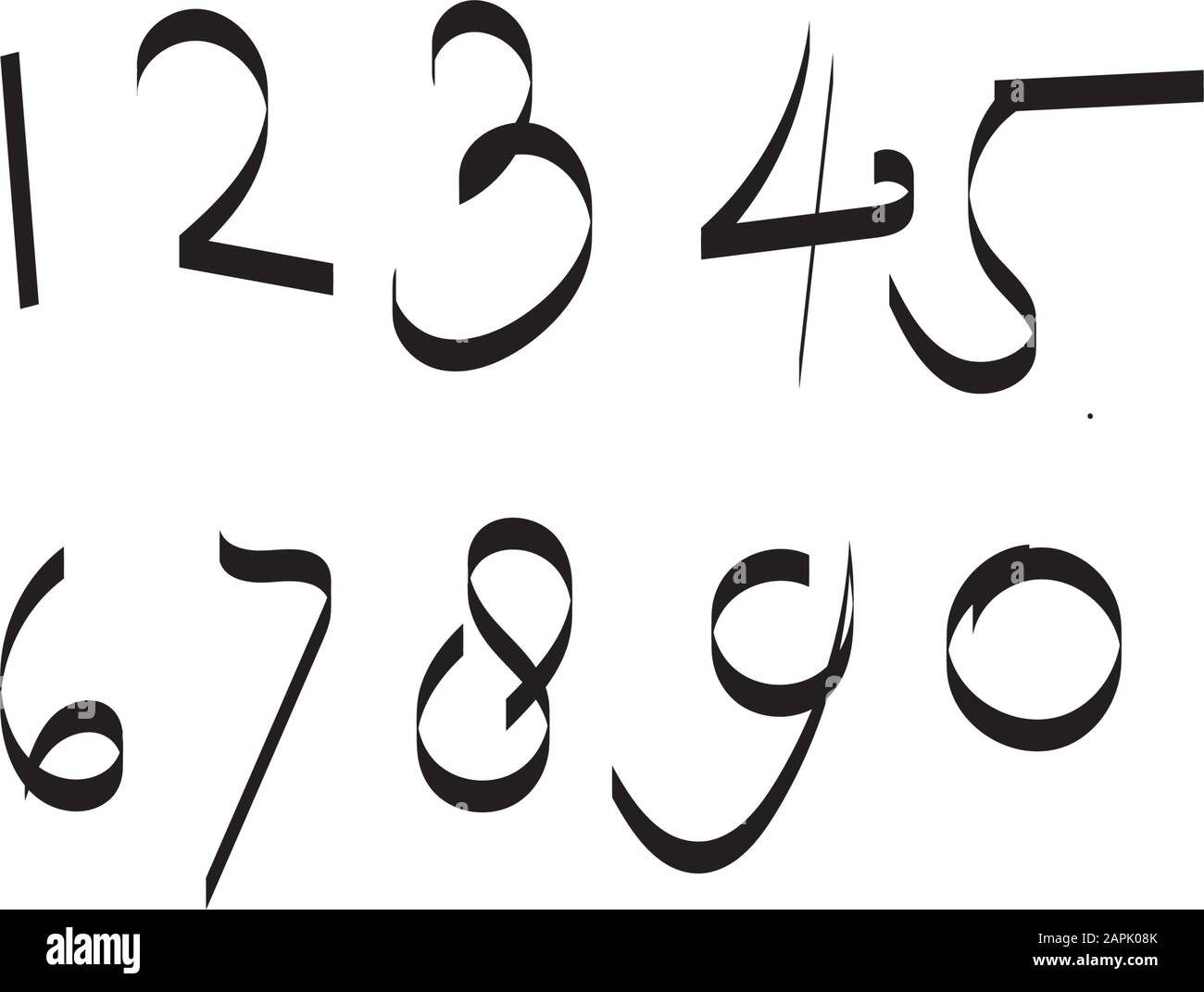 numbers, hand drawn illustration. vector illustration. set of number in ...