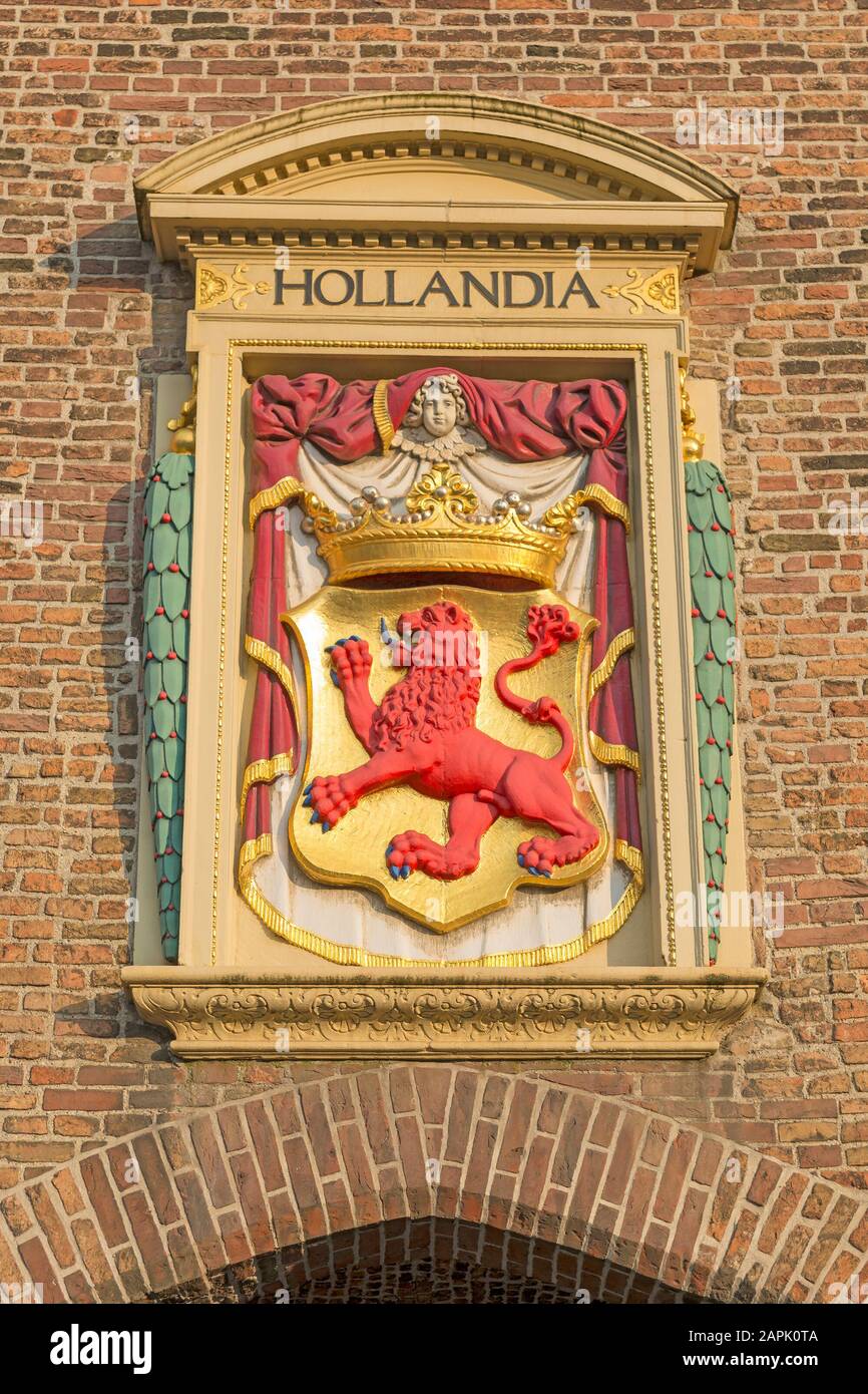 Hollandia coat of arms on the building in The Hague (Den Haag), Netherlands Stock Photo