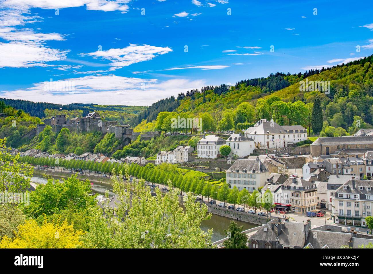 Panorama of Bouillon (Bouyon) village and medieval castle in Belgium