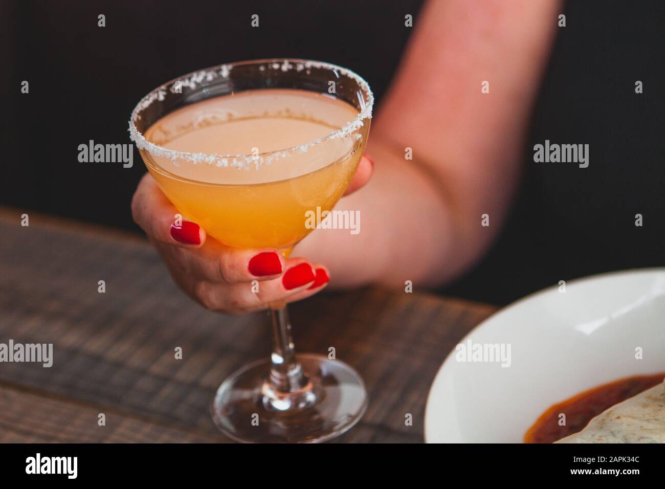 Alcohol drinks on a restaurants table Stock Photo Alamy