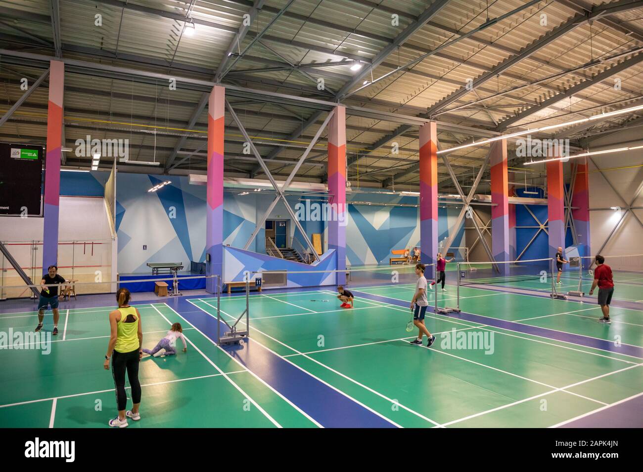 Prague, Czech Republic - 18.01.2020: Indoor badminton courts with players  competing, amateur sport in Prague, Czech Republic Stock Photo - Alamy