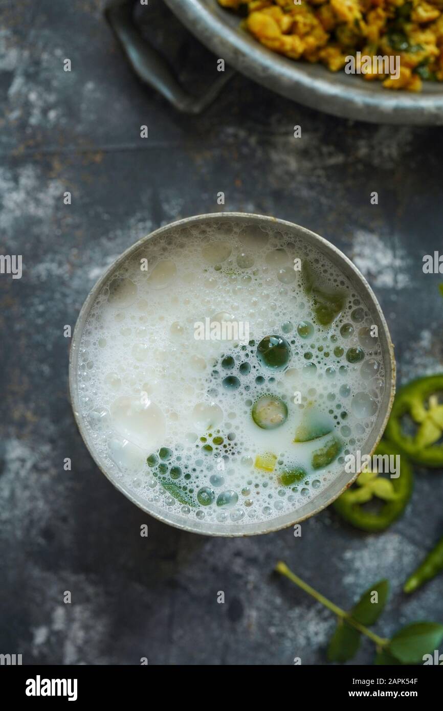 Spiced Buttermilk / Indian Sambharam, refreshing summer drink Stock