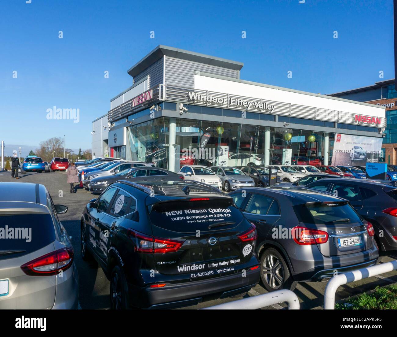 A Nissan car showroom in Liffey Valley Motor Mall, West Dublin. Stock Photo