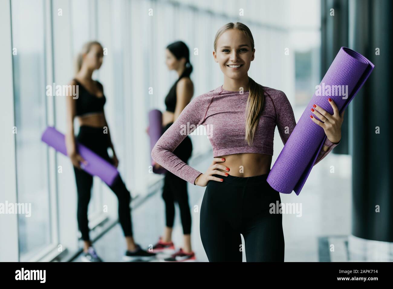 Sport fit woman with perfect body after 